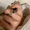 Coiled Snake Ring, Gold-Tone Copper with Green and Clear Accents, Adjustable