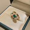 Coiled Snake Ring, Gold-Tone Copper with Green and Clear Accents, Adjustable