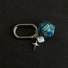 Numbered Dice Keychain with Star and Heart Charms, Oval Clip, 10 Colors