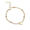 Multi-Layer Heart Anklet for Women, Alloy Bead Chains in Gold or Silver Tone - Gold