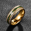 Three-Channel Inlay Band Ring, Stainless Steel, 6 Decorative Designs, Sizes 7-13