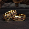 Three-Channel Inlay Band Ring, Stainless Steel, 6 Decorative Designs, Sizes 7-13