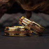 Three-Channel Inlay Band Ring, Stainless Steel, 6 Decorative Designs, Sizes 7-13