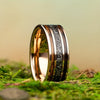 Three-Channel Inlay Band Ring, Stainless Steel, 6 Decorative Designs, Sizes 7-13