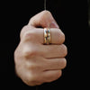 Three-Channel Inlay Band Ring, Stainless Steel, 6 Decorative Designs, Sizes 7-13