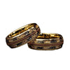 Three-Channel Inlay Band Ring, Stainless Steel, 6 Decorative Designs, Sizes 7-13