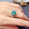 Blue-Green Round Accent Ring, Silver-Tone Copper with 11 mm Center and Adjustable Opening