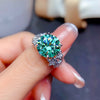 Blue-Green Round Accent Ring, Silver-Tone Copper with 11 mm Center and Adjustable Opening