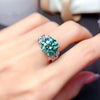 Blue-Green Round Accent Ring, Silver-Tone Copper with 11 mm Center and Adjustable Opening