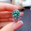 Blue-Green Round Accent Ring, Silver-Tone Copper with 11 mm Center and Adjustable Opening