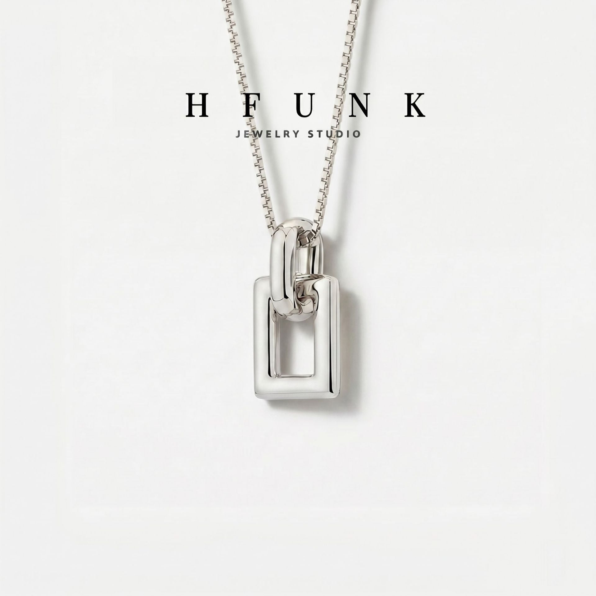 Square Frame Pendant Necklace for Women, Copper Pendant on Titanium Steel Chain, 40 cm with 5 cm Extension - Product view 1
