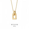 Square Frame Pendant Necklace for Women, Copper Pendant on Titanium Steel Chain, 40 cm with 5 cm Extension - Square frame necklace--gold / Titanium steel chain copper pendant 40+5cm