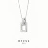 Square Frame Pendant Necklace for Women, Copper Pendant on Titanium Steel Chain, 40 cm with 5 cm Extension - Square frame necklace-silver / Titanium steel chain copper pendant 40+5cm