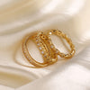 Stacking Ring Set, Gold-Plated Copper with Clear Accents, 3 Pieces, Sizes 6-10