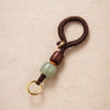 Braided Cord Keychain with Wood and Decorative Beads, Brown Loop, 5 Designs