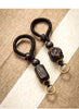 Braided Cord Keychain with Wood and Decorative Beads, Brown Loop, 5 Designs