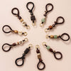 Braided Cord Keychain with Wood and Decorative Beads, Brown Loop, 5 Designs
