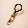 Braided Cord Keychain with Wood and Decorative Beads, Brown Loop, 5 Designs