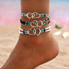 Layered Beaded Anklets for Women, Heart Details with Glass Beads and Coconut Shell-Style Accents - Product view 1