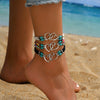 Layered Beaded Anklets for Women, Heart Details with Glass Beads and Coconut Shell-Style Accents - Product view 2