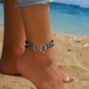 Layered Beaded Anklets for Women, Heart Details with Glass Beads and Coconut Shell-Style Accents - 2925 black
