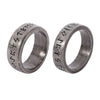 Rune-Pattern Ring for Men and Women, Antique Silver-Tone Band in 6 mm or 8 mm Width