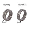 Rune-Pattern Ring for Men and Women, Antique Silver-Tone Band in 6 mm or 8 mm Width