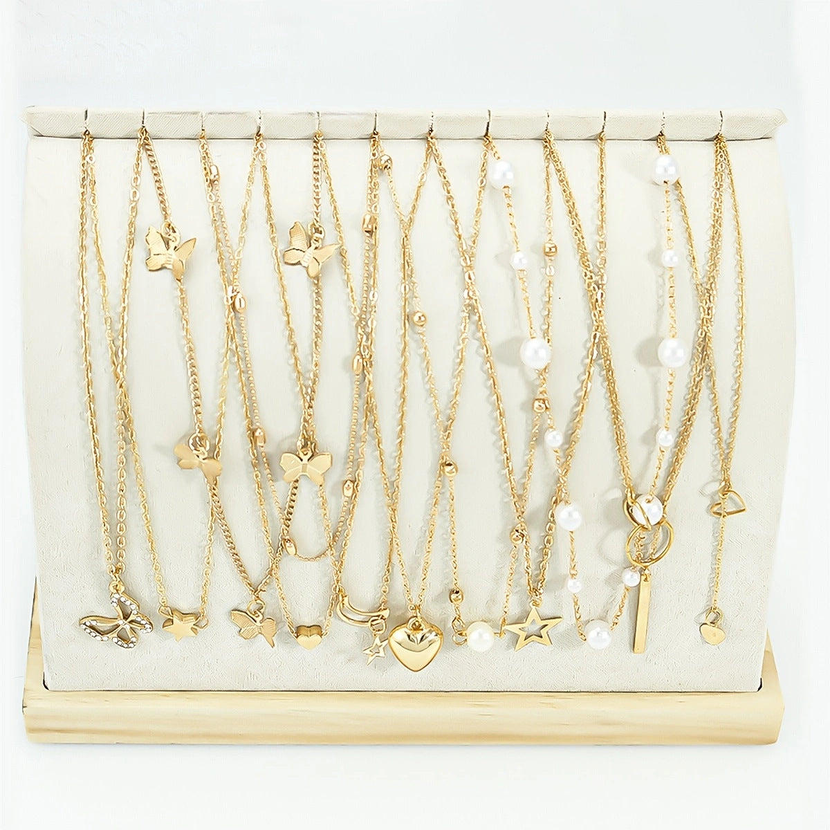 Layered Necklace Sets for Women, Gold-Tone Metal Chains with Mixed Charms, 10-Piece or 11-Piece Options - 11 pieces - iron material - gold