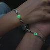 Magnetic Heart Couple Bracelet Set, Stainless Steel Cuban Chains with Glow-Style Heart Details - Product view 1