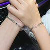 Magnetic Heart Couple Bracelet Set, Stainless Steel Cuban Chains with Glow-Style Heart Details - Product view 2