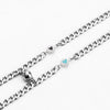 Magnetic Heart Couple Bracelet Set, Stainless Steel Cuban Chains with Glow-Style Heart Details - MXB0069-L