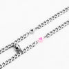 Magnetic Heart Couple Bracelet Set, Stainless Steel Cuban Chains with Glow-Style Heart Details - MXB0069-F
