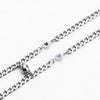 Magnetic Heart Couple Bracelet Set, Stainless Steel Cuban Chains with Glow-Style Heart Details - MXB0069-Z