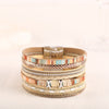 Woven Bracelets with Engraved Details, Tree of Life and Heart Design Options in Blue, White, Black or Brown - Braided white