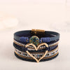 Woven Bracelets with Engraved Details, Tree of Life and Heart Design Options in Blue, White, Black or Brown - Love blue