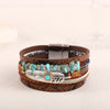 Woven Bracelets with Engraved Details, Tree of Life and Heart Design Options in Blue, White, Black or Brown - Blue turquoise