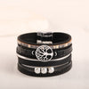 Woven Bracelets with Engraved Details, Tree of Life and Heart Design Options in Blue, White, Black or Brown - Tree of life black