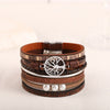Woven Bracelets with Engraved Details, Tree of Life and Heart Design Options in Blue, White, Black or Brown - Tree of life brown