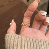 Leaf Branch Ring, Gold-Tone Copper with Textured Floral Details, Adjustable Open Band