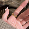 Leaf Branch Ring, Gold-Tone Copper with Textured Floral Details, Adjustable Open Band