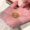 Leaf Branch Ring, Gold-Tone Copper with Textured Floral Details, Adjustable Open Band