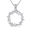 Thorn Ring Pendant Necklace, Openwork Zinc Alloy Design with Sparkling Accents, Gold or Silver Tone - Silver