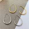 Teardrop Hoop Earrings for Women, Open Alloy Design with Thin Rounded Profile, Gold or Silver Tone - Product view 1