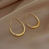Teardrop Hoop Earrings for Women, Open Alloy Design with Thin Rounded Profile, Gold or Silver Tone - Gold