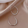 Teardrop Hoop Earrings for Women, Open Alloy Design with Thin Rounded Profile, Gold or Silver Tone - Silver