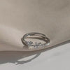 Ginkgo Leaf Ring, Silver-Plated Copper Alloy with Clear Accents, Adjustable Open Band