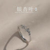 Ginkgo Leaf Ring, Silver-Plated Copper Alloy with Clear Accents, Adjustable Open Band