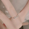Ginkgo Leaf Ring, Silver-Plated Copper Alloy with Clear Accents, Adjustable Open Band