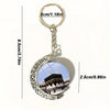 Kaaba Image Keychain, Alloy Crescent Frame with Rotating Center, 2 Designs, 9.5cm Long