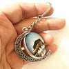 Kaaba Image Keychain, Alloy Crescent Frame with Rotating Center, 2 Designs, 9.5cm Long